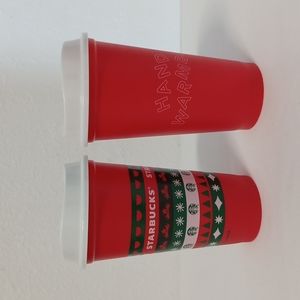 Starbucks Set of 2 Plastic Christnas Tumblers